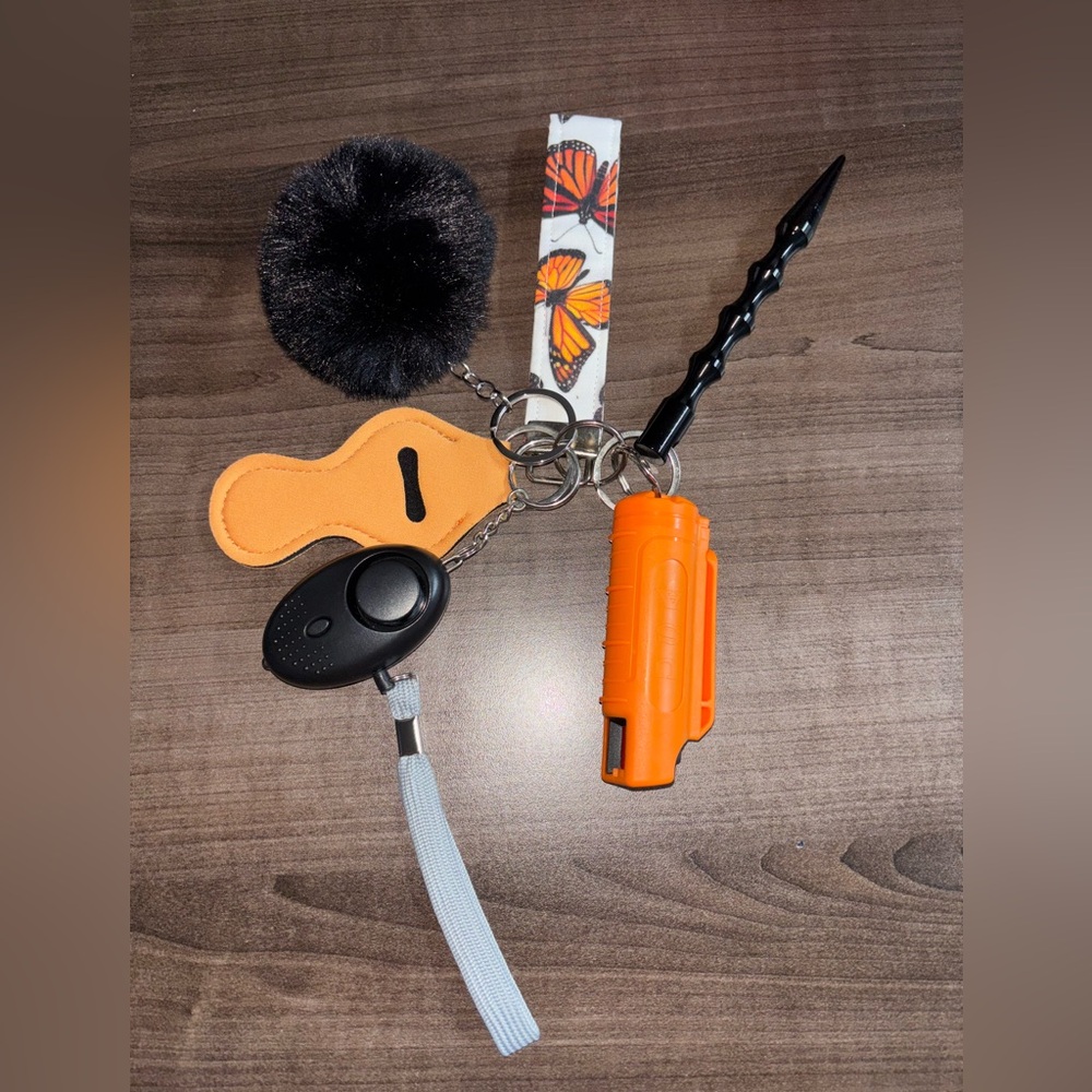 Self Defense Safety Keychain Set Orange | Black | Butterfly
